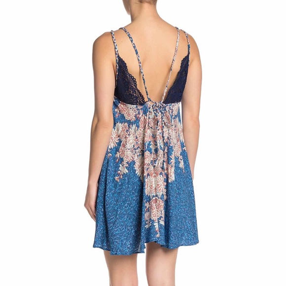 FREE PEOPLE | Morning Sun Boho Mini Slip Dress Blue NEW - Picture 5 of 7